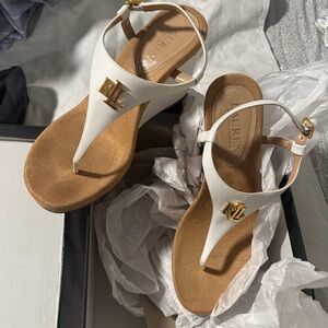 Polo Ralph Lauren White and Tan Sandals